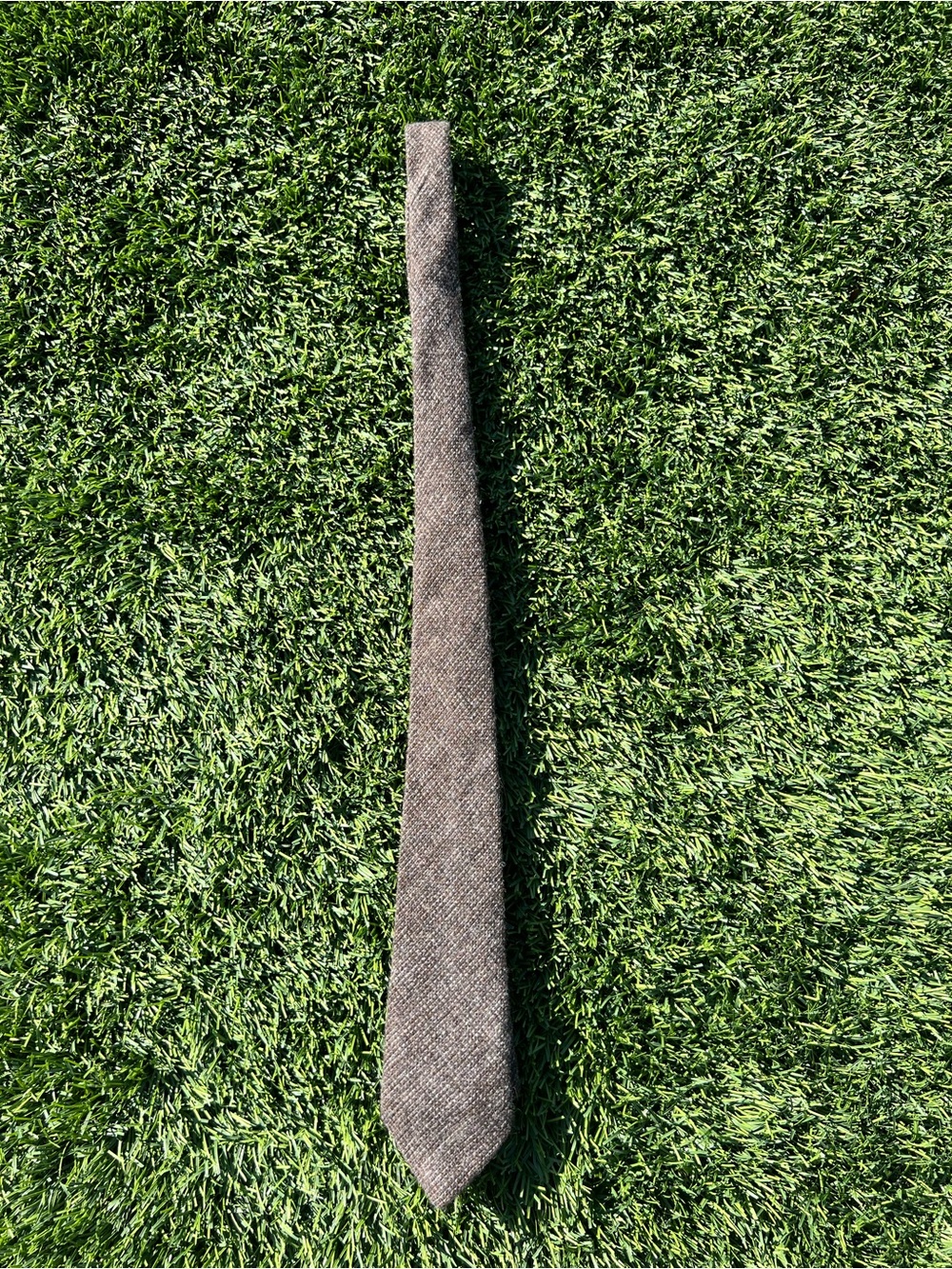 Textured Brown Herringbone Wool Tie - Men's Accessory